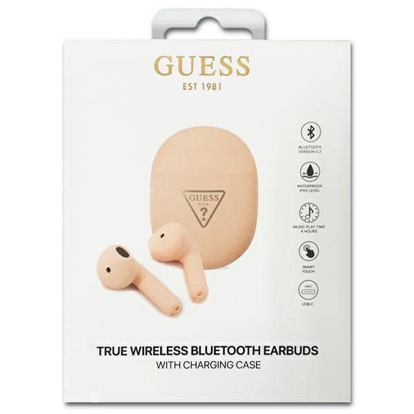 GUESS Écouteurs Bluetooth GUTWST82TRP TWS + Station d'accueil Rose Triangle Logo