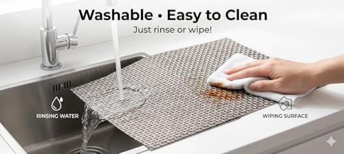 Image of Dribble Premium Anti UV-Mesh Woven PVC Table Placemats Set of 4 - Non-Slip, Heat Resistant, Washable Dining Table Mats for Kitchen, Dining & Office - 45cm X 30cm Durable Textured Design (Grey)
