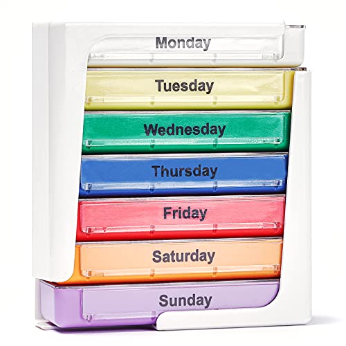 Amba Pill Box 7 Days, Stackable Pill Organiser 4 Times A Day, Bpa Free Weekly Pill Tower, Portable Medicine Organiser, Large Capacity Travel Medicine Box, Pill Box 7 Days-0485, 1 Count (Pack Of 1) #TOP1