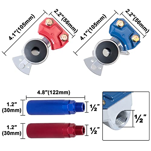 Kootans Service And Emergency Glad Hands And Anodized Aluminum Extension Handles Grips Set For Semi Truck Trailer Tractor Rvs, Air Brake Coupling Handshake, Gladhands Connector #TOP1