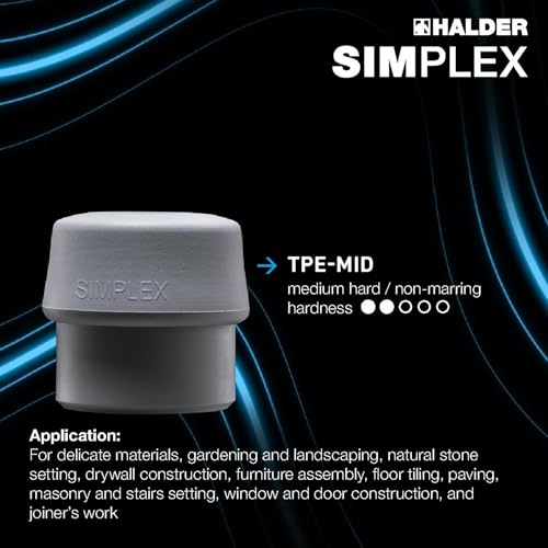 Image of Halder Simplex TPE-Mid Replacement Insert 3203.080 - 90 Shore A, Non-Marking Impact Cushioning for Gardening, Stone, Flooring, Furniture, Masonry - 80mm
