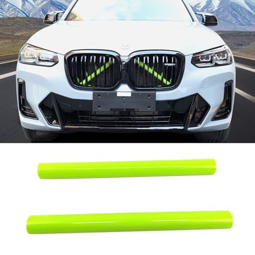 Image of X3 G01 Grille Insert Stripes Trim, Compatible with BMW X3 G01 F25 X4 G02 F26 X5 G05 F15 E70 X6 G06 F16 E71 X7 G07 V-Brace Wrap Covers Grill Stripes, Front Grill Insert Trim - Green Sport
