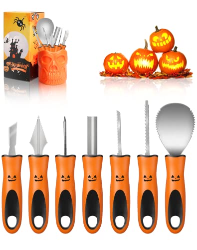 image for Henscoqi Pumpkin Carving Kit 7 Packs Carving Tools Set, Pumpkin Carvin