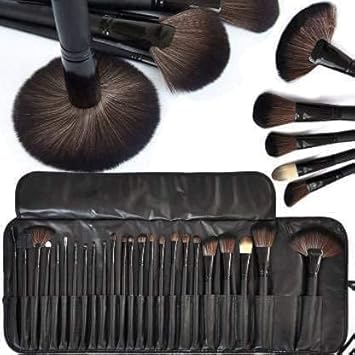 ALVRIO 24 Pcs Makeup Brush Set, Professional Makeup Tool Kit Cosmetic Makeup Brushes With Leather Pouch (Black)