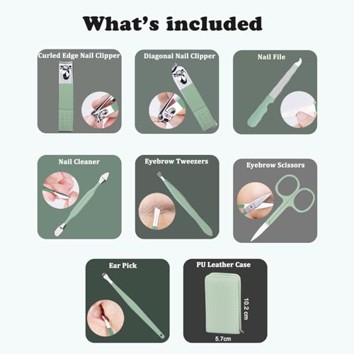 HANTEKAS 7 Pcs Manicure Set Stainless Steel Nail Clippers Kit, Nail Care Beauty Tools Set Christmas Stocking Stuffers, Christmas Gifts for Men and Women Travel Grooming Kit With Zipper Leather Case - Image 3