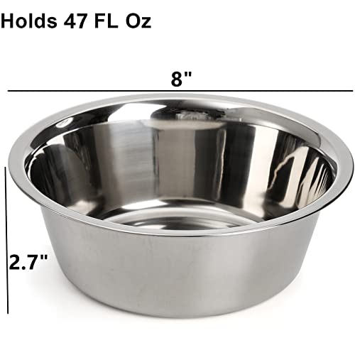 Deayou 4-Pack Stainless Steel Dog And Cat Bowl, Metal Food And Water Dish, 8" Basic Pet Feed Bowl For Large Medium Small Dog, 47 Oz Replacement Bowl For Elevated Stand, Kitten, Puppy, Dishwasher Safe #TOP1
