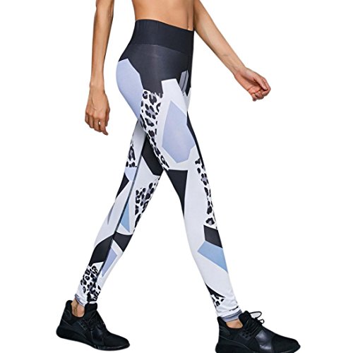 HARRYSTORE 2017 Mujeres Deportes Gimnasio Entrenamiento de Yoga Mediados de Cintura Running Pants Fitness Elastic Leggings (S, Multicolor) Cover