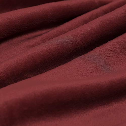 Kingole Flannel Fleece Microfiber Throw Blanket, Luxury Wine Queen Size Light Weight Cozy Couch Bed Super Soft And Warm Plush Solid Color 250Gsm (90 X 90 Inches) #TOP7