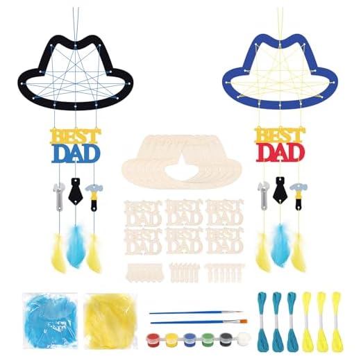 Fennoral 6 Pack DaD Dream Catcher Craft Kit for Kids Paint You Own Father's Day Dreamcatcher DIY Coloring Wooden Art and Craft for Art Activity Project Father Gifts from Daughter Son
