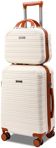 Hard Case Luggage 2 Piece Sets Carry On Luggage Lightweight With Spinner Wheels Rolling Suitcase 22x14x9 Airline Approved PC+ABS TSA Lock Hardshell Travel Carry On Hardside 14/20 Inch 2PCS,Beige