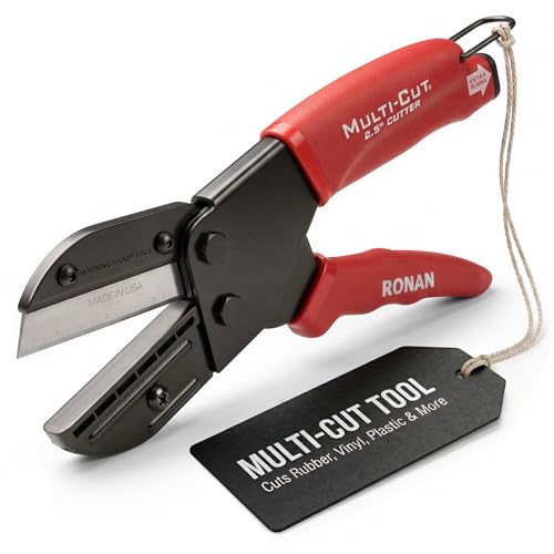Ronan Multi-Cut Industrial Cutter Heavy-Duty Blade for Plastic Rubber Wood Leather & More Replaceable Blades Safety Lock Ergonomic Grip 3 Extra Blades Included