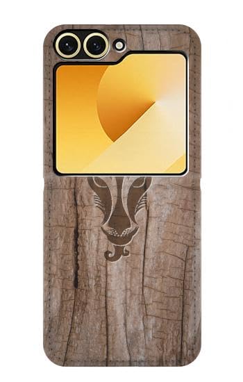 Caso del Tirón Samsung Galaxy Z Flip 6 protector de madera rígida