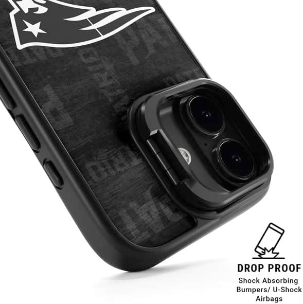Skinit Kickstand Phone Case Compatible with iPhone 17 - Officially Licensed NFL New England Patriots Black & White Design