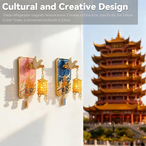 Imán decorativo torre Yellow Crane azul miniatura 2