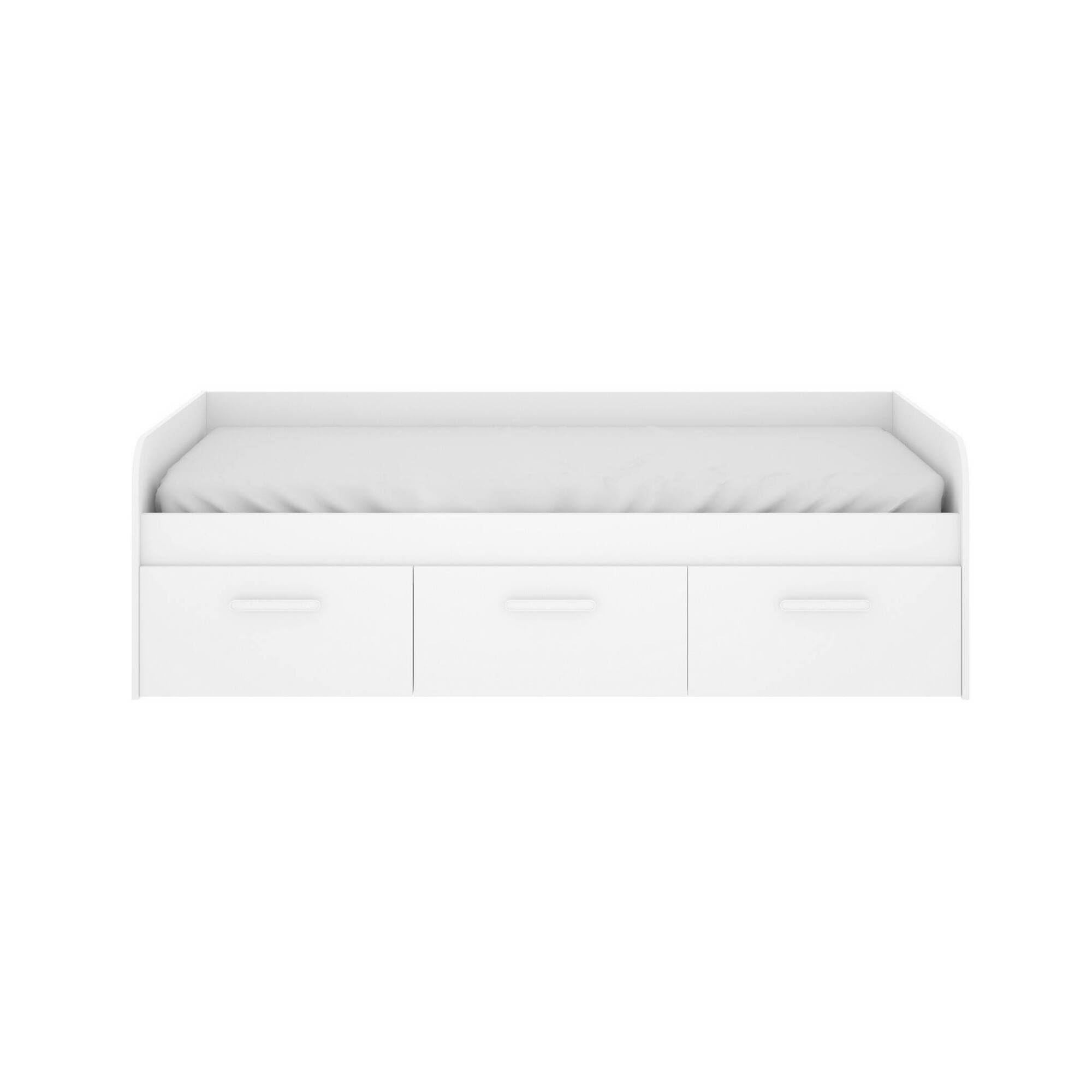 Dmora Letto per Bambini Adamello 97x194.3 cm Bianco Contenitore Dimensione Materasso 90x190 cm, Lettino Singolo