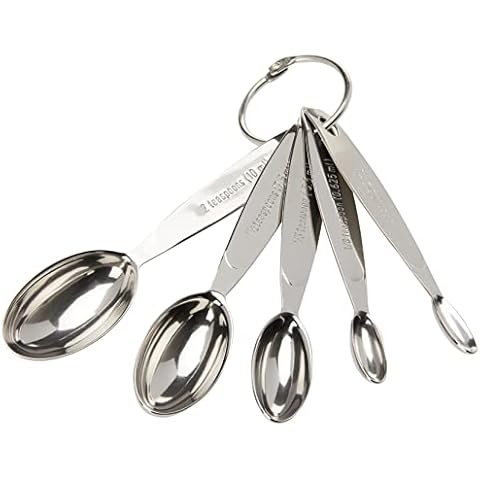Cuisipro Stainless Steel Measuring Spoon Set, Odd Sizes, Silver Cover
