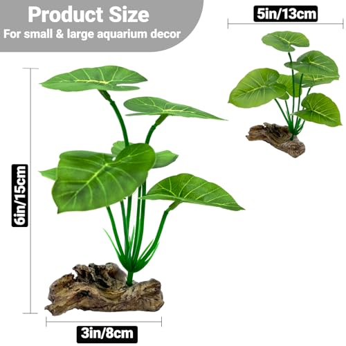 2-Pack Aquarium Decor Fish Tank Decorations 6-inch Betta Fish Tank Plants Leaf Hammock, Artificial Silk Aquarium Plants Betta Tank Accessories, Goldfish, Reptiles Plant Decor Driftwood - Image 6
