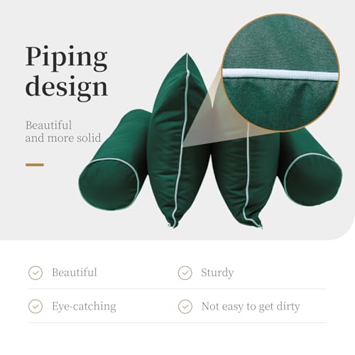 Image of Outdoor Daybed Cushion Cover Twin,Daybed Mattress Bolster Pillow Fitted Sheet Cover,Twin Size Outdoor Daybed Cushion Covers (Dark Green, 75 * 39 * 6in)