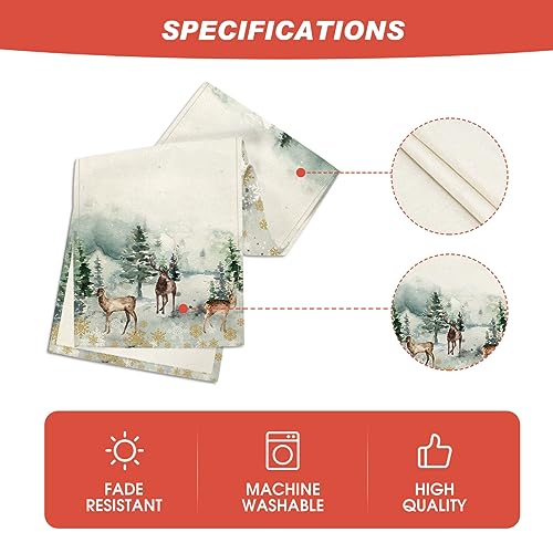Artoid Mode TABLERUNNER-CHRISTMAS-33183-038 Watercolor Deer Trees Snowflakes Christmas Table Runner thumb #4