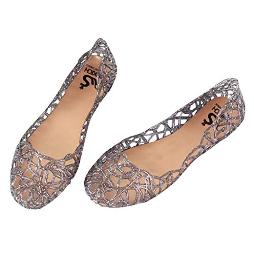 Womens Sandals, Women's Beach Jelly Sandals Cute, Casual Transparent Sandals Round Over Toed Flat Casual Shoes Outdoor Walking Sandals Breathable Summer