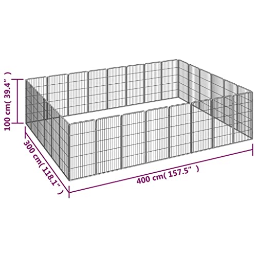 RINDIGOO 28-Panel Dog Playpen Black 19.7\"x39.4\" Powder-Coated Steel,Outdoor Dog Kennel with Steel Bars and FirmSecured Accessories for Reliable Exercise and Fun Dog Kennels & Runs - Thumbnail 2
