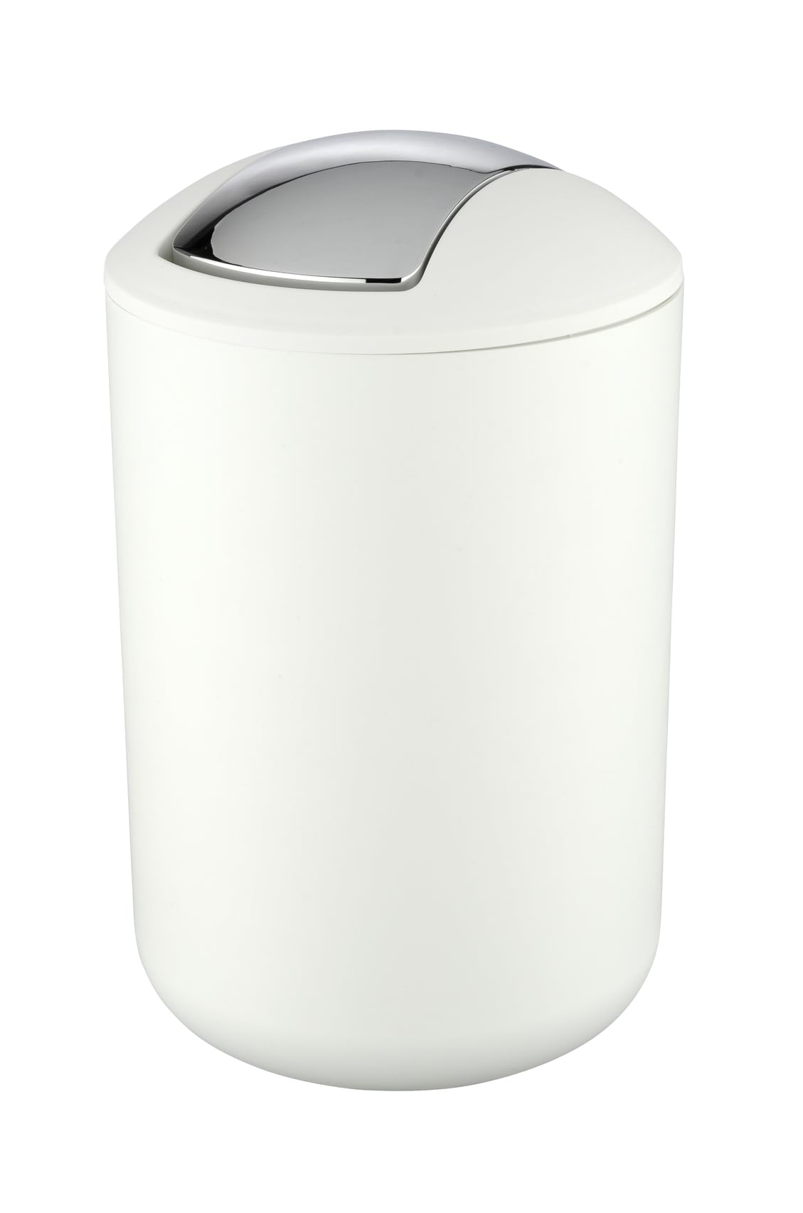 WENKO Swing Cover Bin Brasil, Plastic, Home and Bathroom Waste Trash Can, Lidded Dustbin, Lightweight & Sturdy, 6.5 Litre, 19.5x19.5x31cm, White