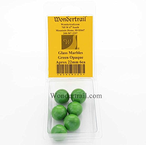 Wondertrail Green Opaque 22mm Glass Marbles Pack of 6 WONGM203