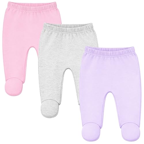Image of 123 Bear Baby Soft Cotton Spandex Pants with Feet