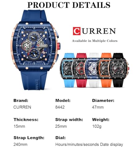 Image of Men's waterproof chronograph watch with silicone strap, 8442