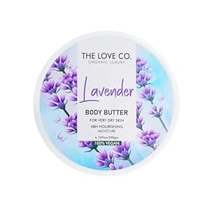 THE LOVE CO. Lavender Body Butter – 48-Hour Intense Hydration with Pure Shea Butter – Winter Deep Moisturizing Cream for Women – 200gm
