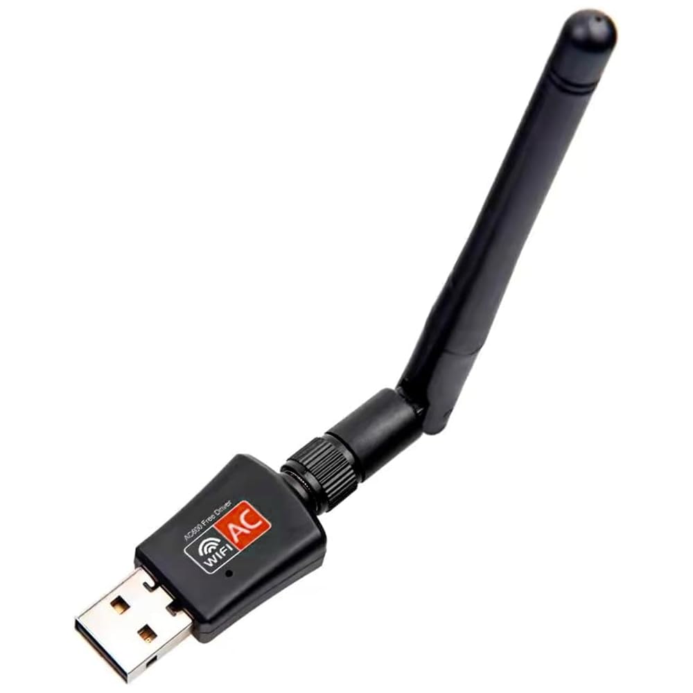 WiFi USB 600Mbps Dual Band, Tarjeta de Red Wireless 2.4Ghz/5.8Ghz para PC y Ordenador Portátil con Antena Externa Inivech