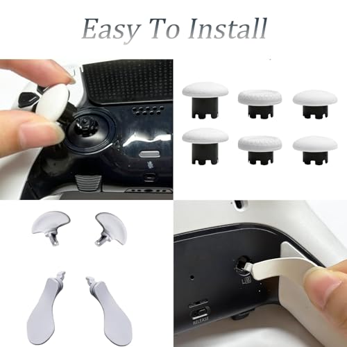 10-in-1 Metal Thumbsticks Accessories for PS5 Dualsense Edge Controller,4 Metallic Back Paddles Triggers Buttons Repair Parts with 6 Analog Joysticks for PS5 Dualsense Edge(White) [video game] - Image 4