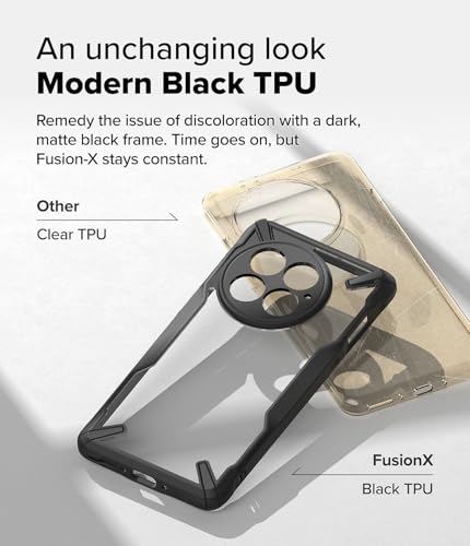Image of Ringke Fusion-X Compatible with OnePlus 13 5G Case Cover Transparent Hard Back Soft Flexible TPU Bumper Scratch Resistant Shockproof Protection OnePlus 13 Back Cover - Black