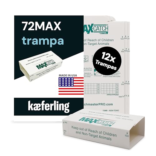 Catchmaster 72MAX Trampa para Ratones | Adhesiva, Sin Veneno | Paquete de 12 Placas para Atrapar Ratones
