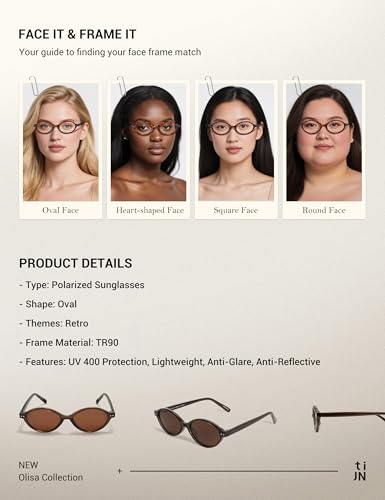 TIJN Olisa Retro Oval Sunglasses for Women Men,Polarized UV Protection Shades,Stylish Frame Sun Glasses,2025 Trendy Sunnies