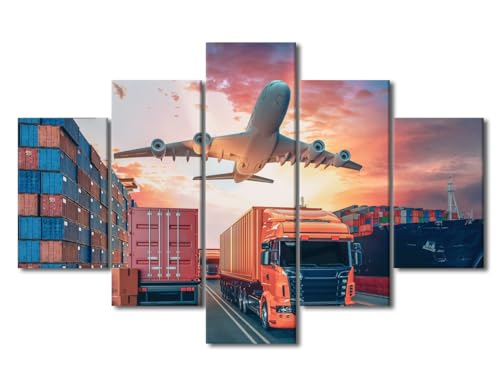 TUMOVO 5 Panel Canvas Wall Art Modern Art Transportation and
