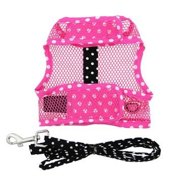 Cool Mesh Dog Harness Under The Sea Collection - Sunglasses Pink and Black Polka Dot Small