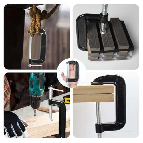 Image of Storystore 2 Inch C Clamps Set, 8 Pack Heavy Duty Steel C Clamp for Brake Caliper, Small Iron C-Clamps for Woodworking, Welding and Building