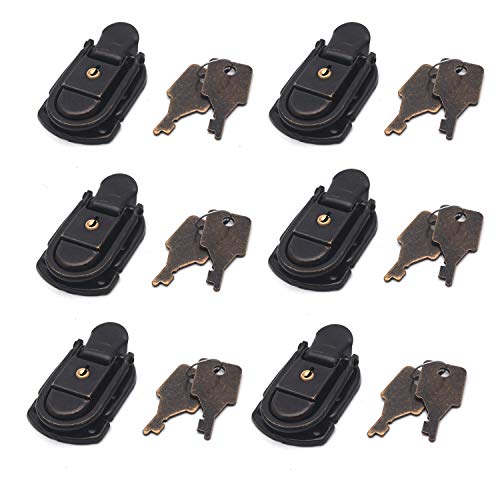 Antrader 6PCS 2.3" x 1.3" Metal Toggle Latch Hasp Lock Antique Box Buckle