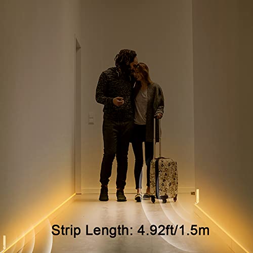 4.92Ft Motion Activated Strip Lights For Wardrobe, Under Cabinet, Stairs, Hallway, Warm White Led Motion Sensor Light Strip Battery Operated #TOP6