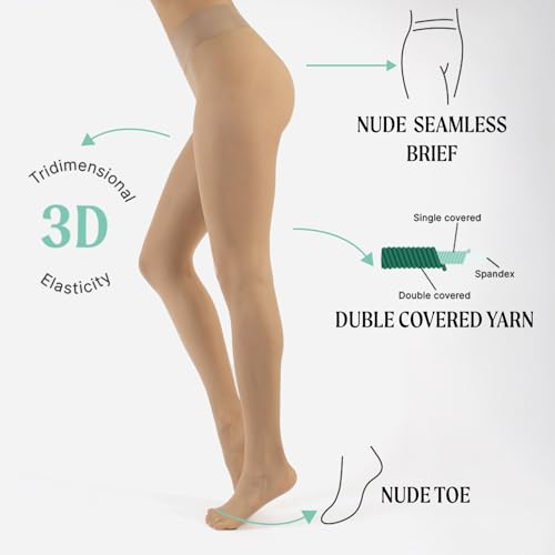 Image of CALZITALY Seamless Sheer Tights, Comfortable Waistband, 15 Denier Pantyhose Multi Colors Made in Italy