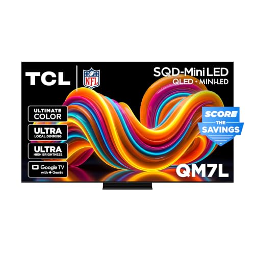 TCL 55 Inch Class QM7L Series | SQD-Mini-LED QLED Smart TV | 55QM7L, 2026 Model | 144Hz | Ultimate Color Ultra Brightness & Contrast | Google AI Bang & Olufsen | Voice Gaming Streaming Television