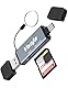 VANJA SD Kartenleser, 3-in-1 USB-A/C/Micro-USB Stecker SD Card Reader Adapter Aluminium OTG Kartenlesegerät für SD/Micro SD/SDHC/SDXC, Kompatibel mit iPhone 16-15/Android/Windows/macOS usw.