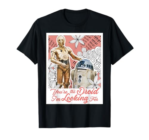 T-shirt Star Wars R2-D2 C-3PO homme femme noir vêtement amour romantique geek droids