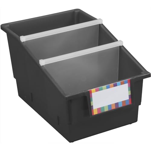 Image of Really Good Stuff Black Chapter Book Classroom Library Bins with Dividers