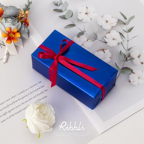 Ribbli Red Satin Ribbon,Double Faced Satin 1/4 inch x Continuous 50 Yards,Red Ribbon Use for Bows Bouquet,Gift Wrapping,Wedding Decoration,Floral Arrangement