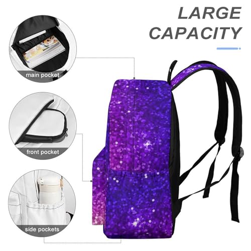 Business Laptop Backpack Travel Rucksack Daypack For Work Men Women Beautiful Purple Bling Glitter Sparkles Pattern Backpack For Camping Outdoor4