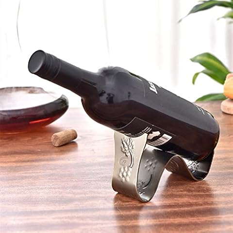 Fantes Stainless Steel Single Wine Holder Tabletop Bottle Rack Novelty Gift for Kitchen Home Decor (W Style, Bronze) Cover