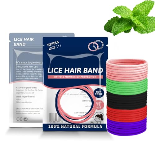 YAYNO 40 Stück Anti Laus Haargummi Mit Extra feiner Zahnkamm gegen Kopfläuse Natürlich und Wirksam hilft Läusen Vorzubeugen Haargummi Gummiband
