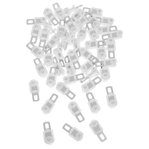 Angoily 50Pcs Rouleaux De Tringle À Rideau en Acier Inoxydable Et Plastique, Accessoires De Rideau Silencieux, Crochets Glisseurs pour Tringles À